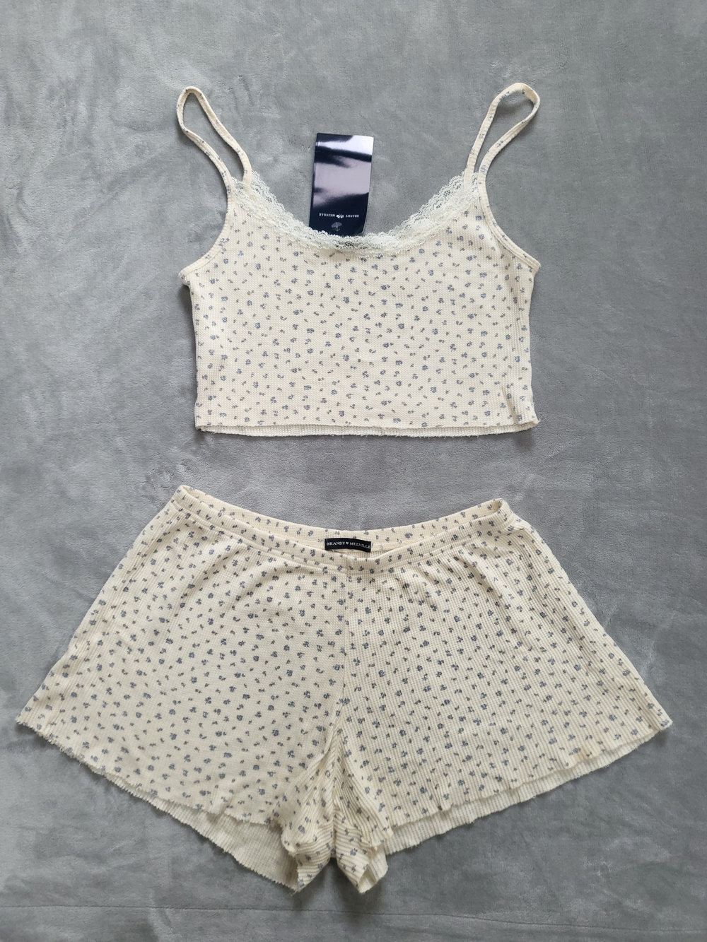 Brandy Melville Cream Cami & Floral Shorts Set